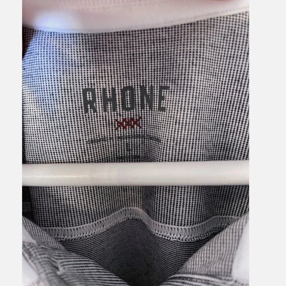 Rhone Delta Pique Lightweight Mesh Gray/White Golf Polo Shirt Men's size L - Picture 3 of 7